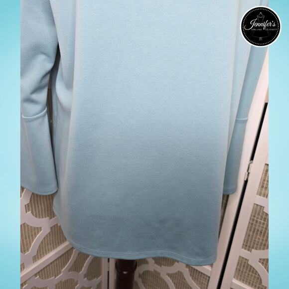 Ann Taylor Factory Blue Scoop Neck 3/4 Bell Sleeve Pullover Top Size XL - Picture 4 of 9